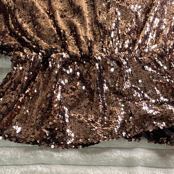 Vici Shimmering Copper Sequin Blouse - Picture 4 of 6